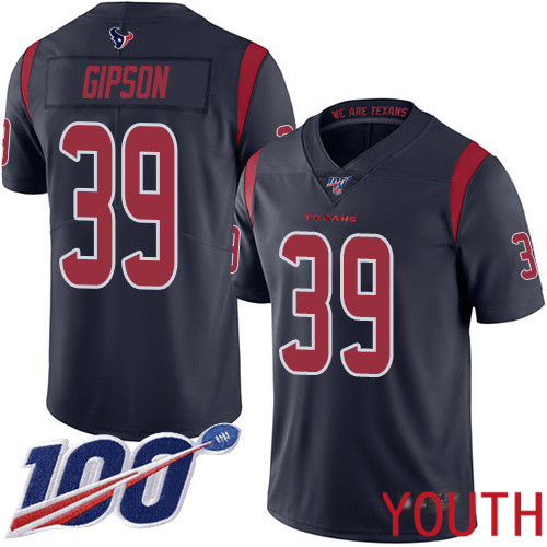 Houston Texans Limited Navy Blue Youth Tashaun Gipson Jersey NFL Football 39 100th Season Rush Vapor Untouchable